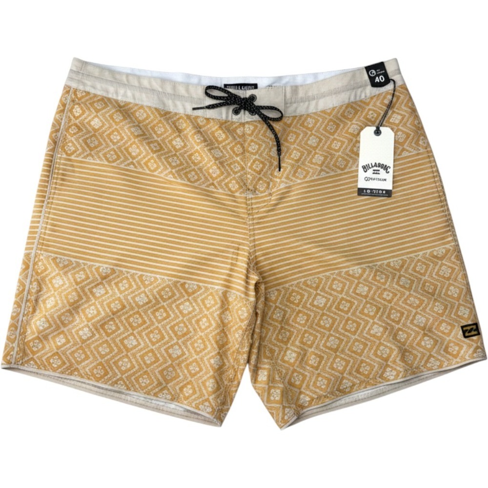 Billabong Mens 73 Lo Tide Boardshorts Yellow Geometric MSRP 75 Size 40 NEW